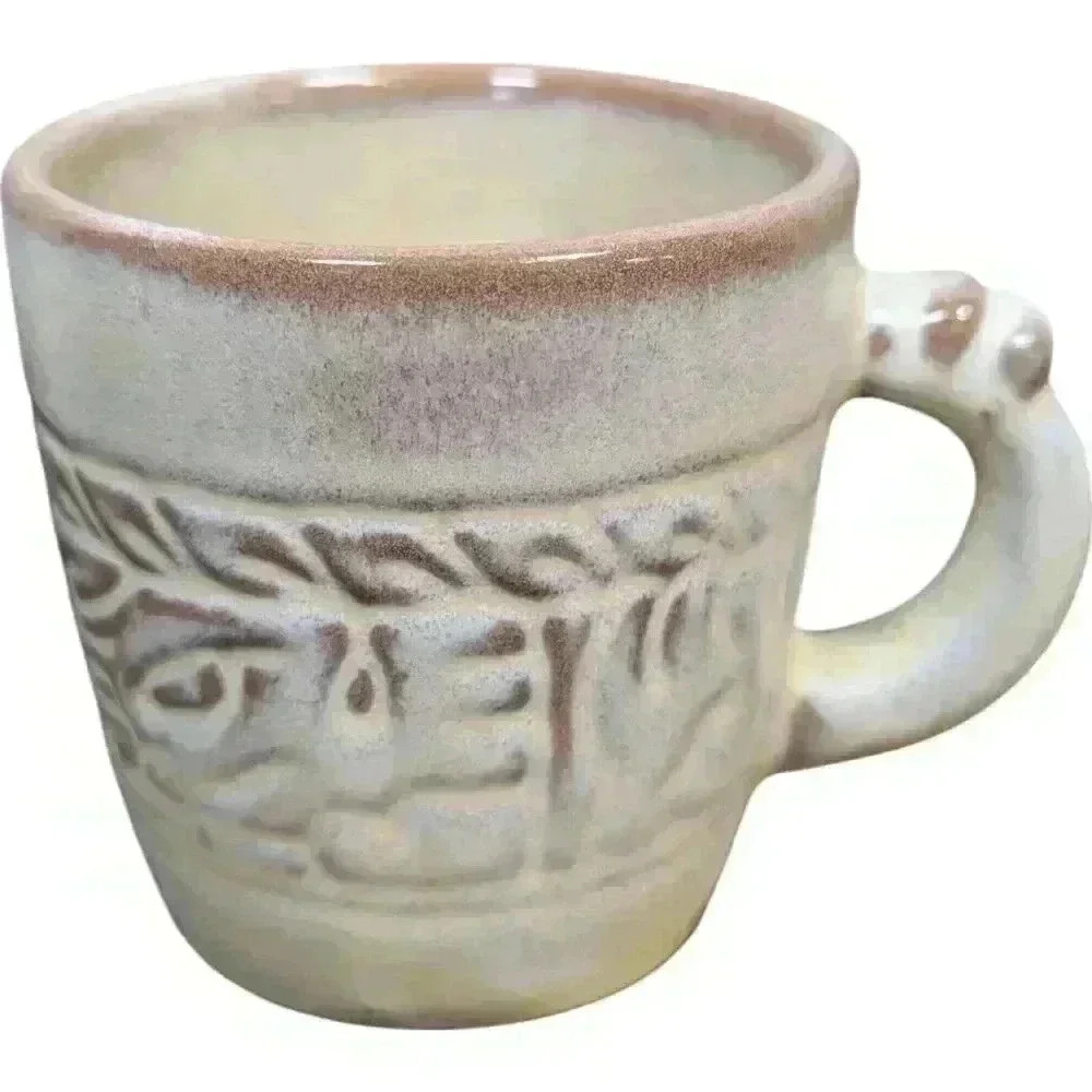 Frankoma Vintage Pottery Coffee Mug, 7C Mayan Aztec, Desert Sand